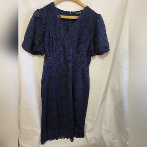 Chic Navy Lace Midi Dress